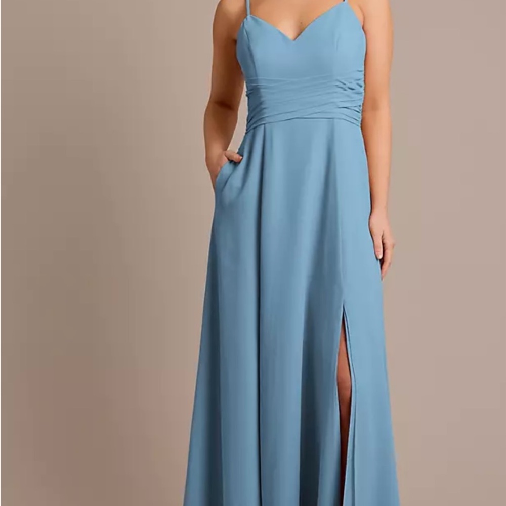 David’s Bridal Lake Blue Bridesmaids Dress